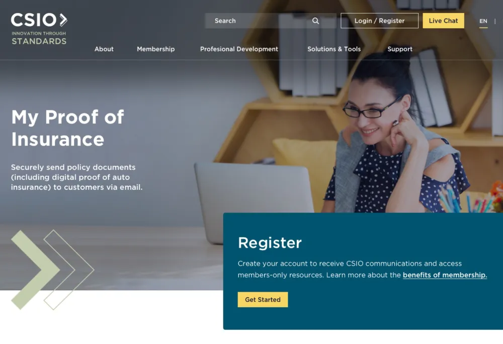screenshot of CSIO website homepage
