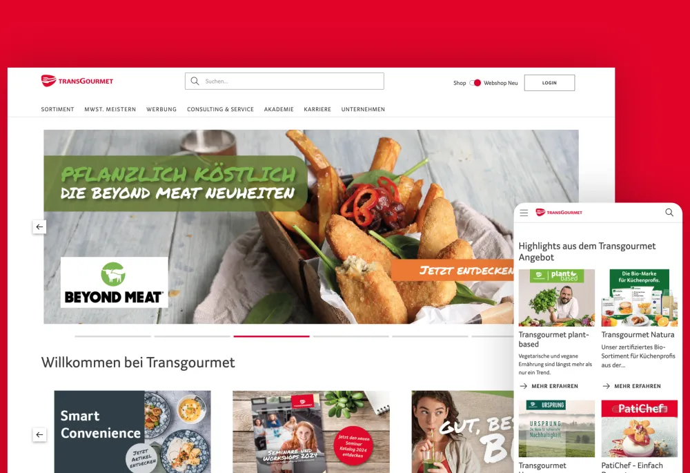 Screenshot of the Transgourmet website homepage