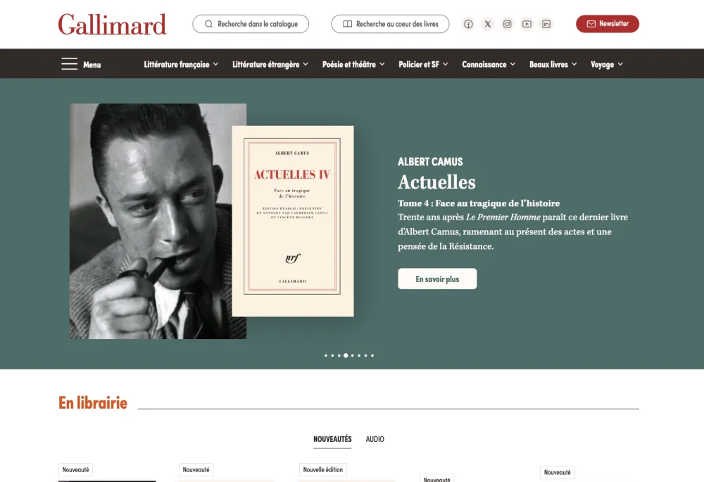 Screenshot of the Gallimard home page