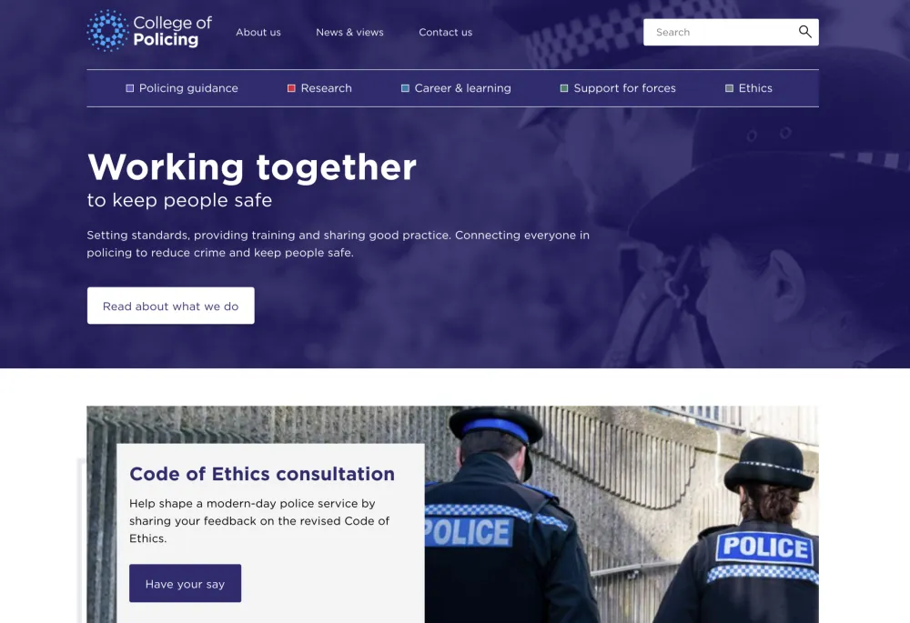 College of Policing home page