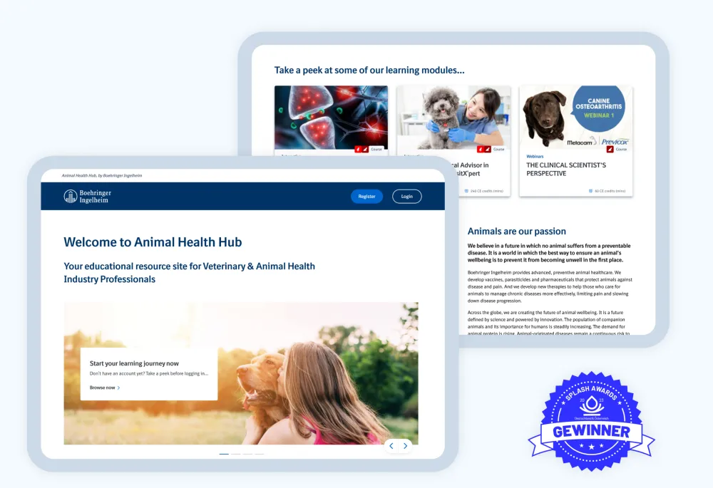 Image showing the B2B learning platform of Boehringer Ingelheim, provided by Factorial GmbH.