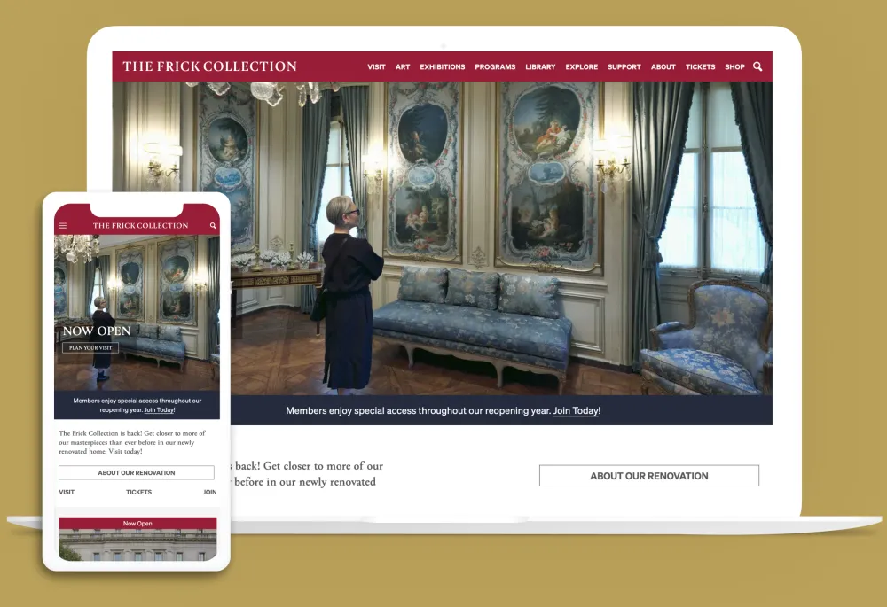 The Frick Collection website on multiple devices