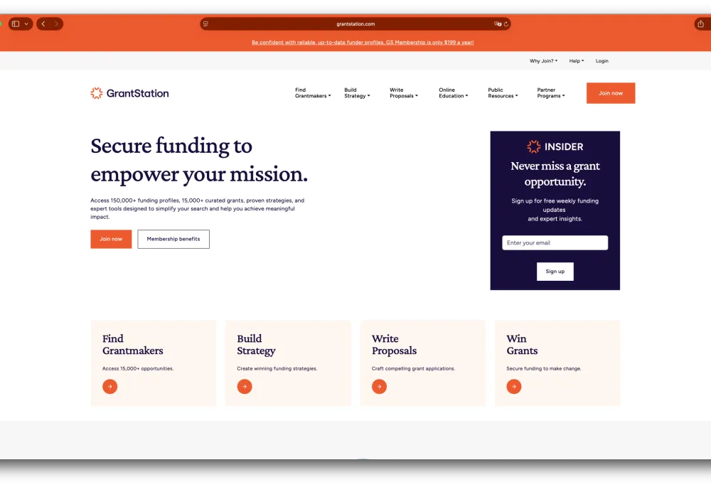 GrantStation developed by DevBranch agency