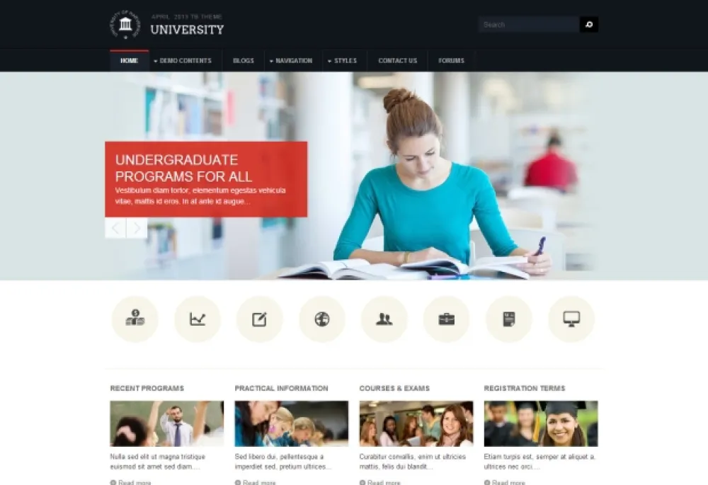 TB University - Education Drupal theme Homepage Screenshot