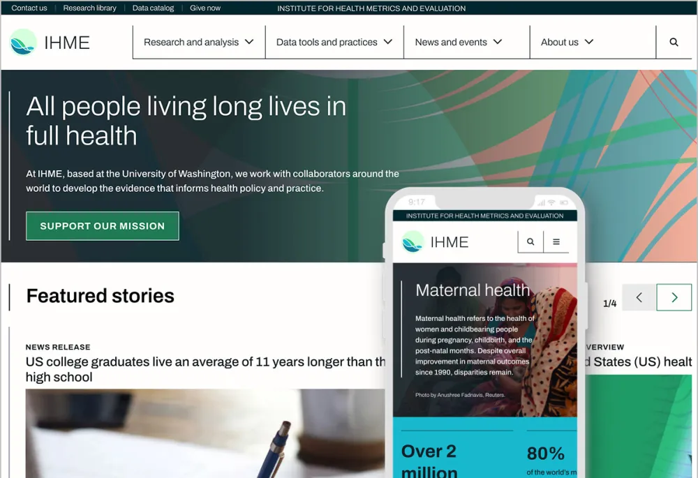 Institute for Health Metrics and Evaluation homepage preview