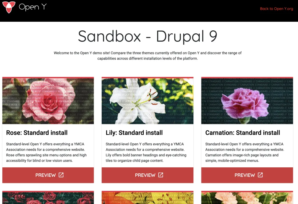 Sandboxes index page