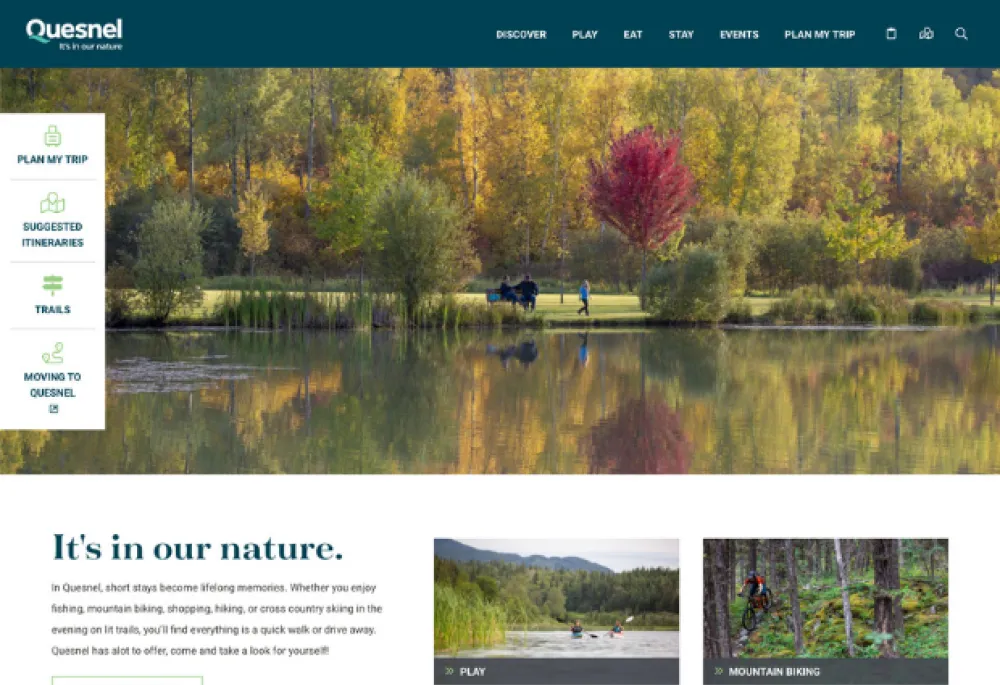 Screen shot of website homepage. 