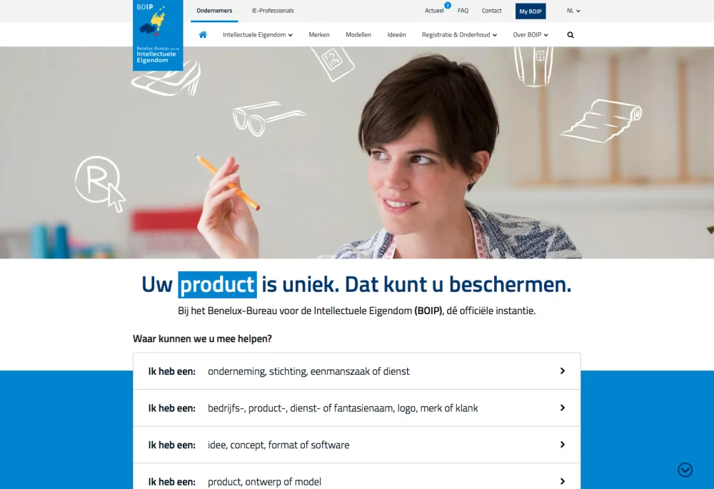 screenshot of the BOIP site