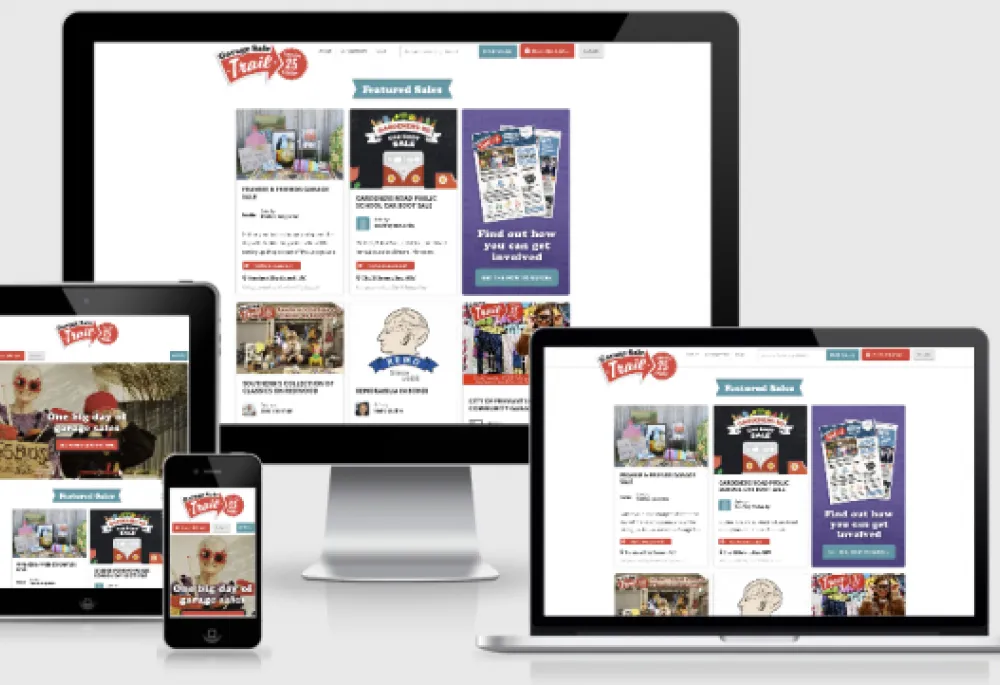Garage Sale Trail responsive screenshots