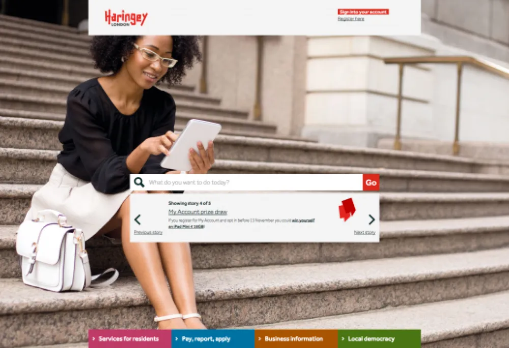 Homepage of Haringey Council website
