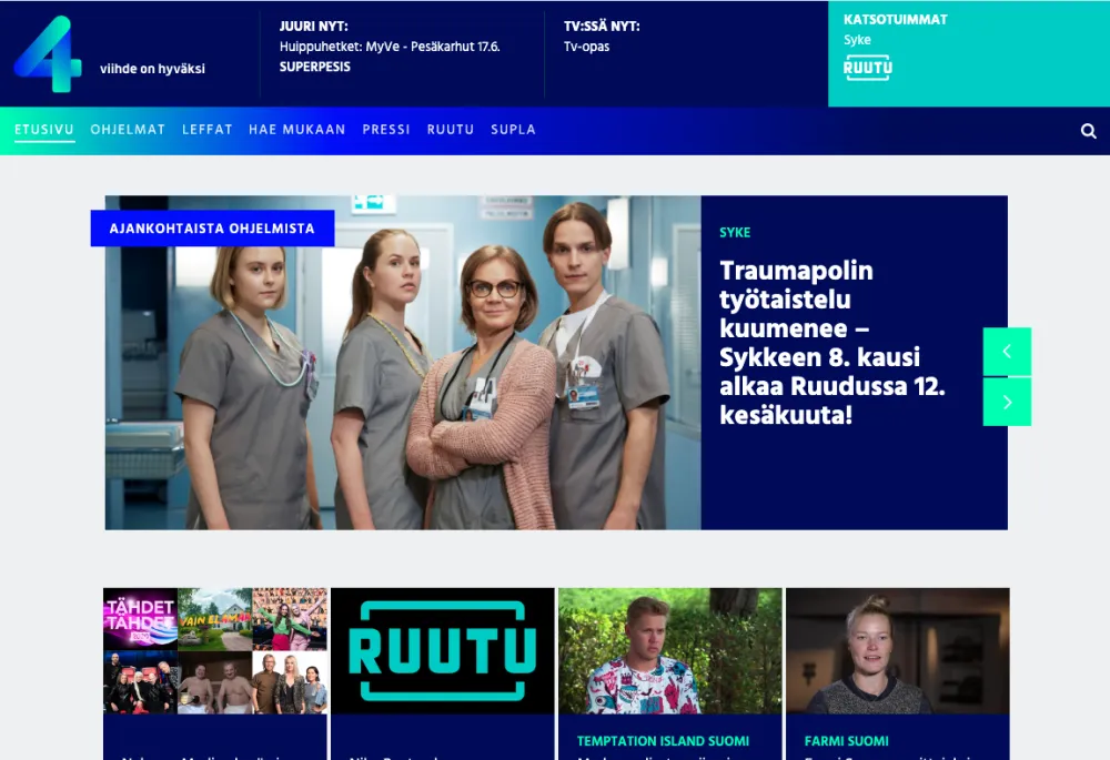 Screenshot of Nelonen.fi 