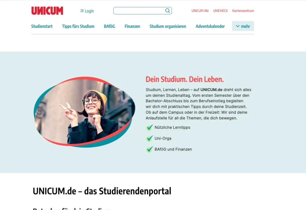 Screenshot of unicum.de