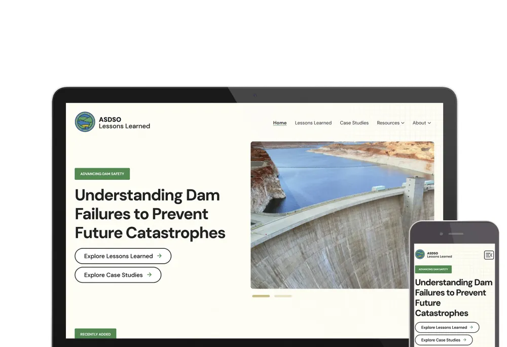 damfailures website on a laptop screen and a mobile device screen