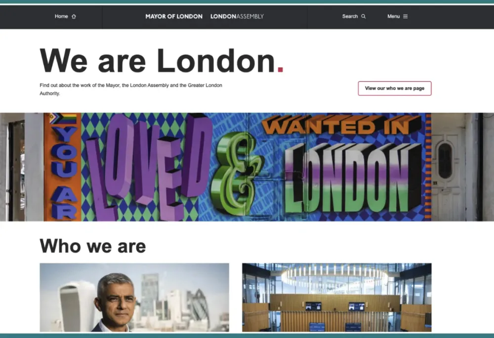 A screenshot of We are London website