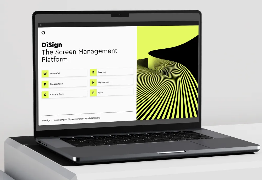 Laptop with DiSign Dashboard against a neutral background