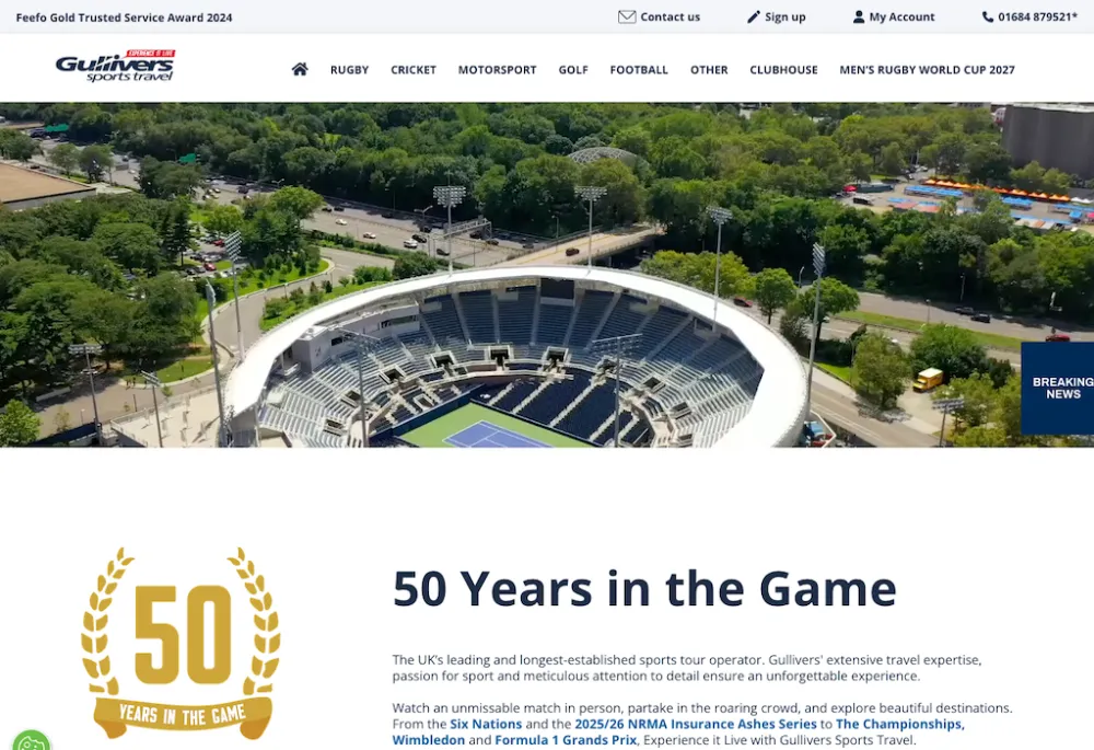 Gullivers Travel website homepage screenshot (from 2026)