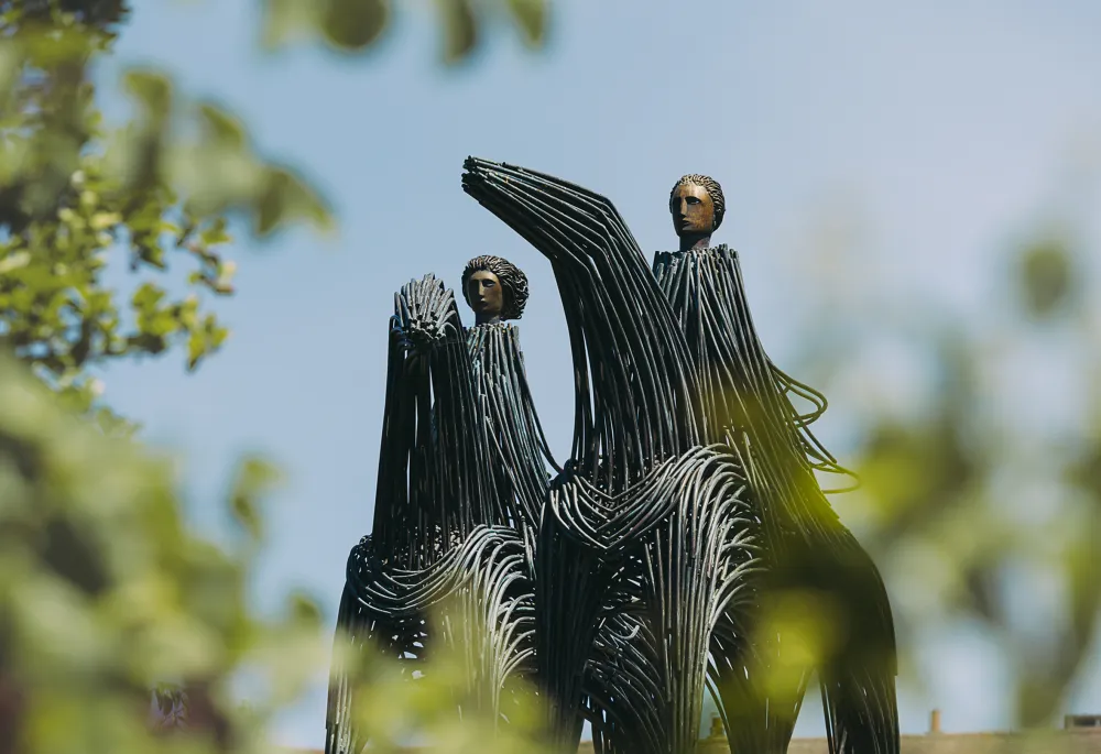 Image depicting two steel-clad figures on horseback, evoking the era of William the Conqueror.