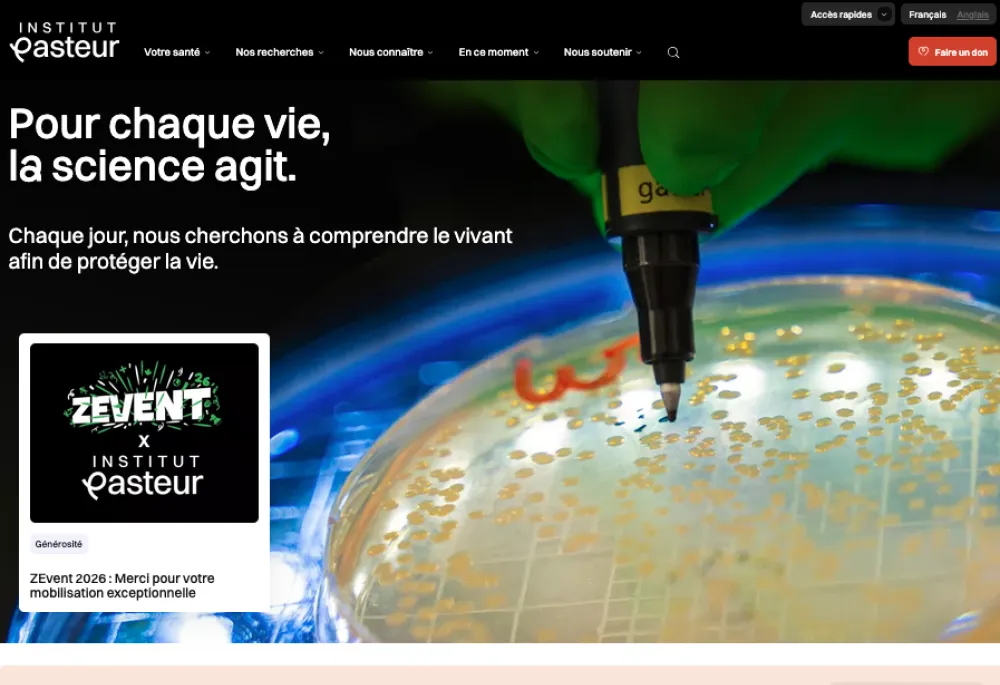 homepage pasteur.fr Pour chaque vie, la science agit