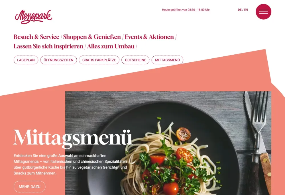 Messepark Dornbirn website, homepage