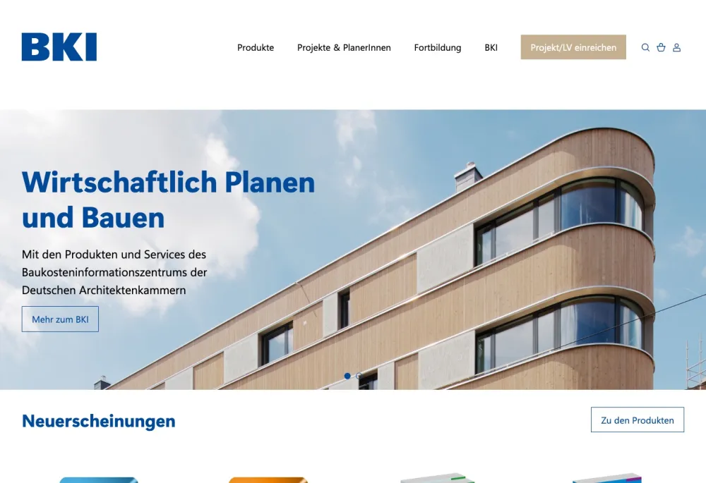 BKI website, homepage