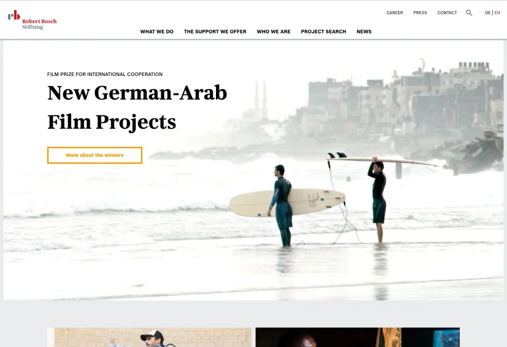 Robert Bosch Stiftung website in 2019, English homepage (archived)