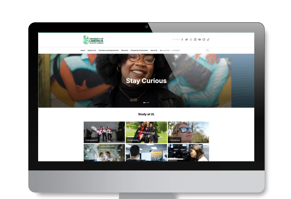 University of Limerick website home page screenshot