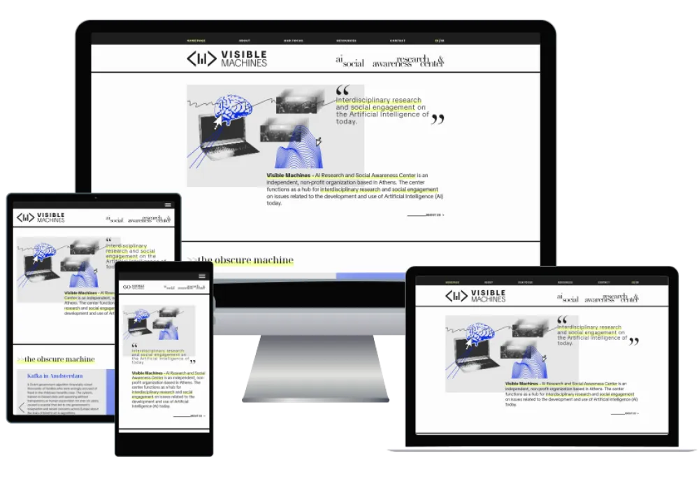 Visible Machines website, in various devices