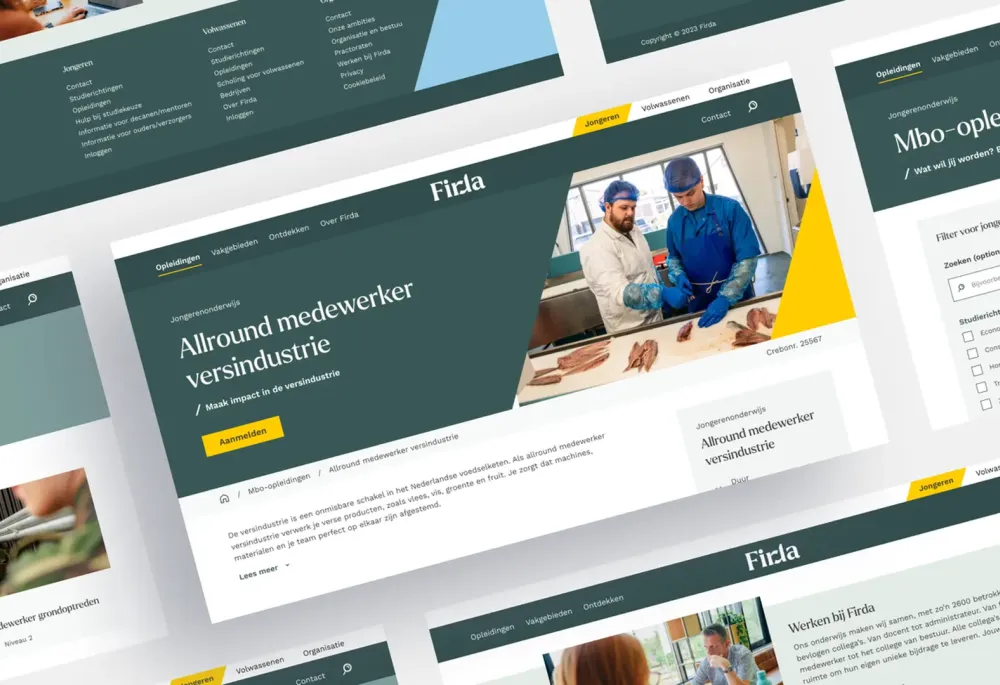 screenshots of Firda website