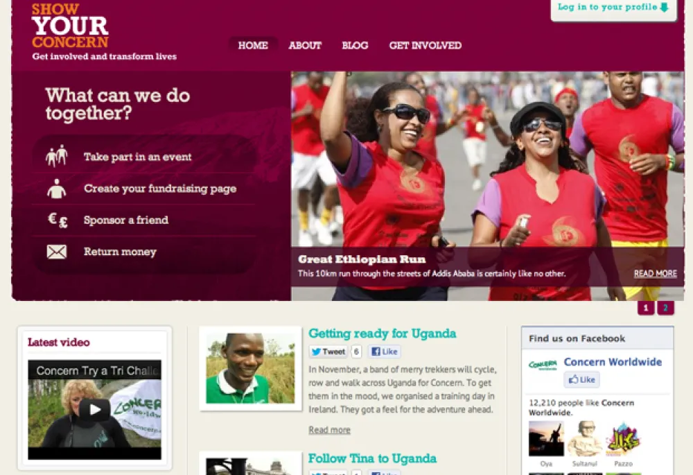 Homepage of the Show your Concern website