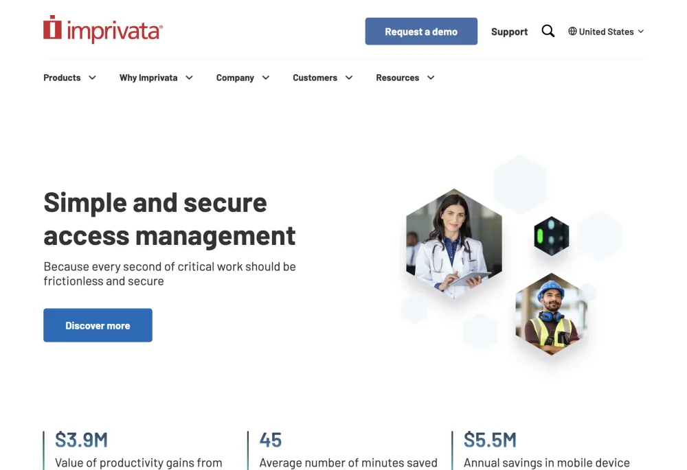 Homepage of Imprivata.com