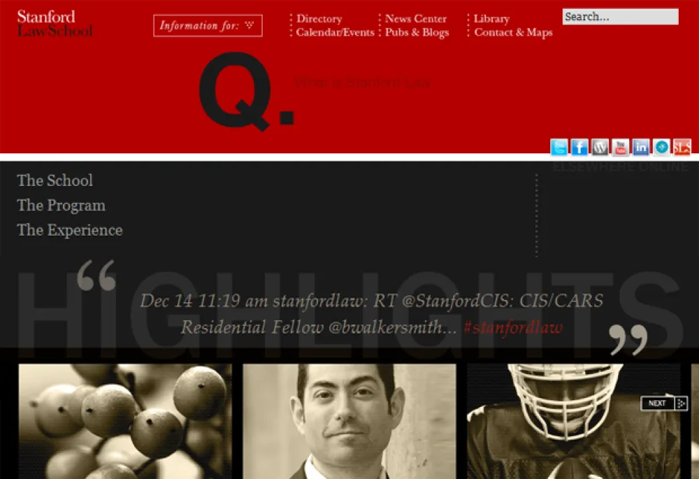 Stanford Law School Homepage Screenshot