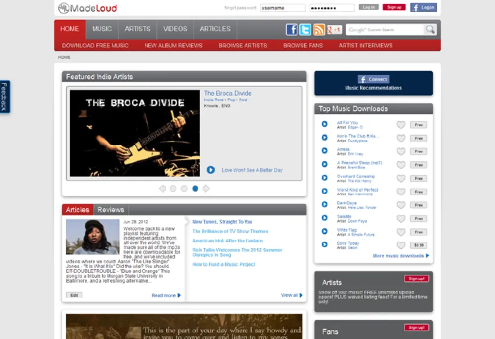 MadeLoud.com Home Page