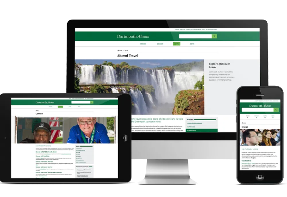 Dartmouth Alumni site on different interfaces