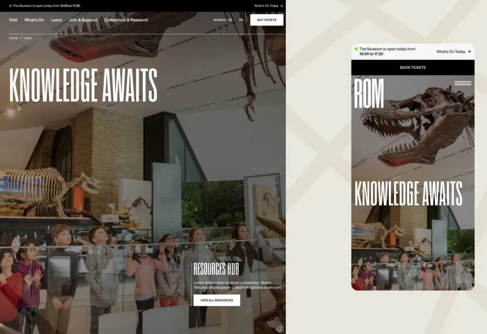 A showcase of the Royal Ontario Museum desktop and mobile site.
