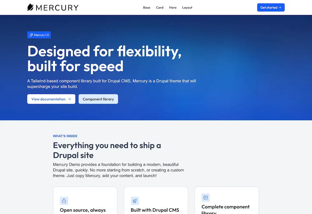 Screenshot of Mercury Demo homepage