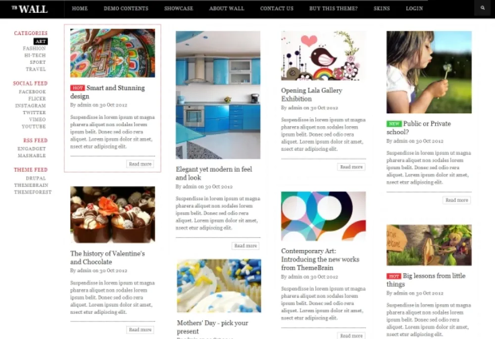 TB Wall - Premium Drupal theme with Pinterest design