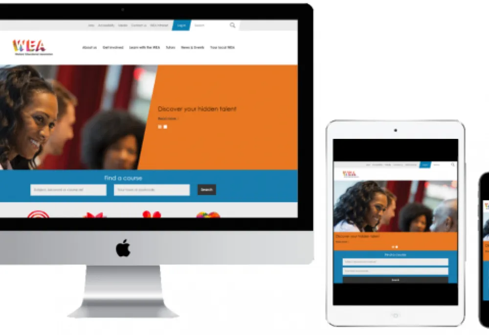 WEA site on desktop, tablet and mobile devices