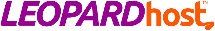 Logo of LEOPARD.host - first word in purple, second word in orange.