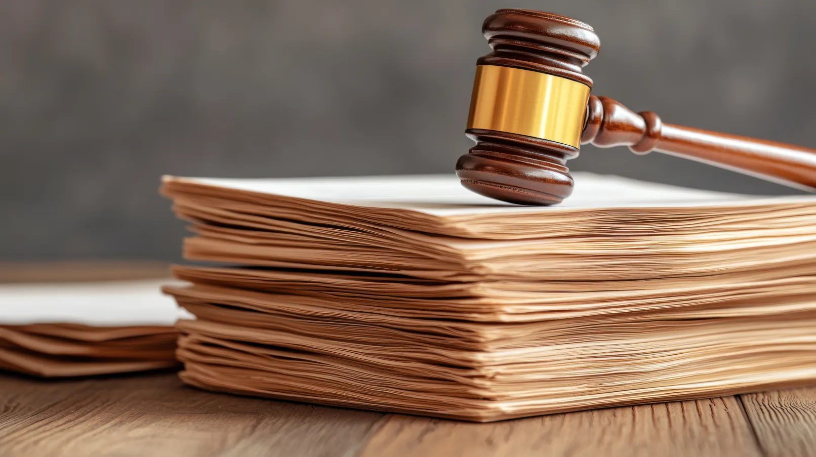 A gavel on a stack of papers
