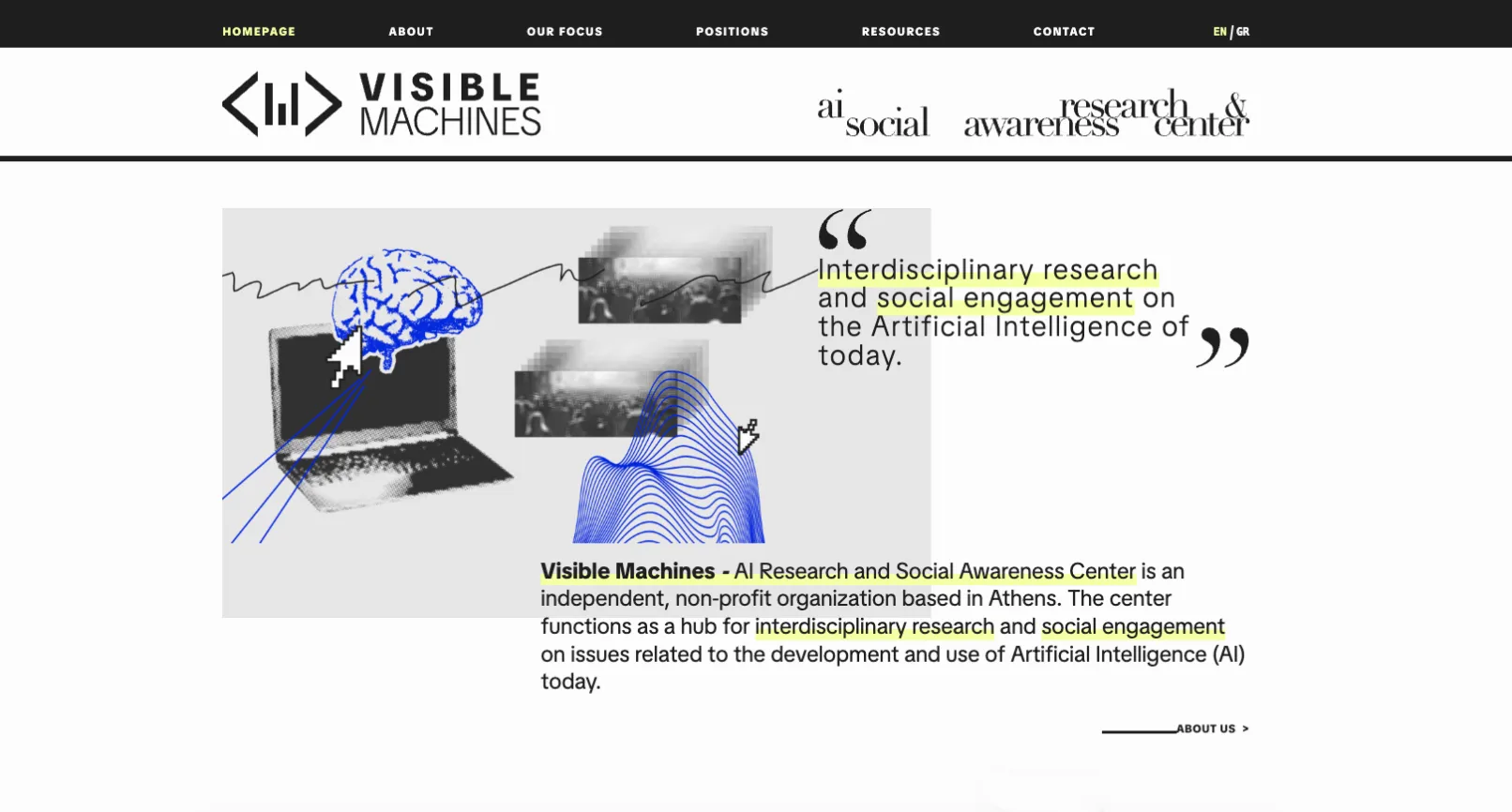 Visible Machines website, home page