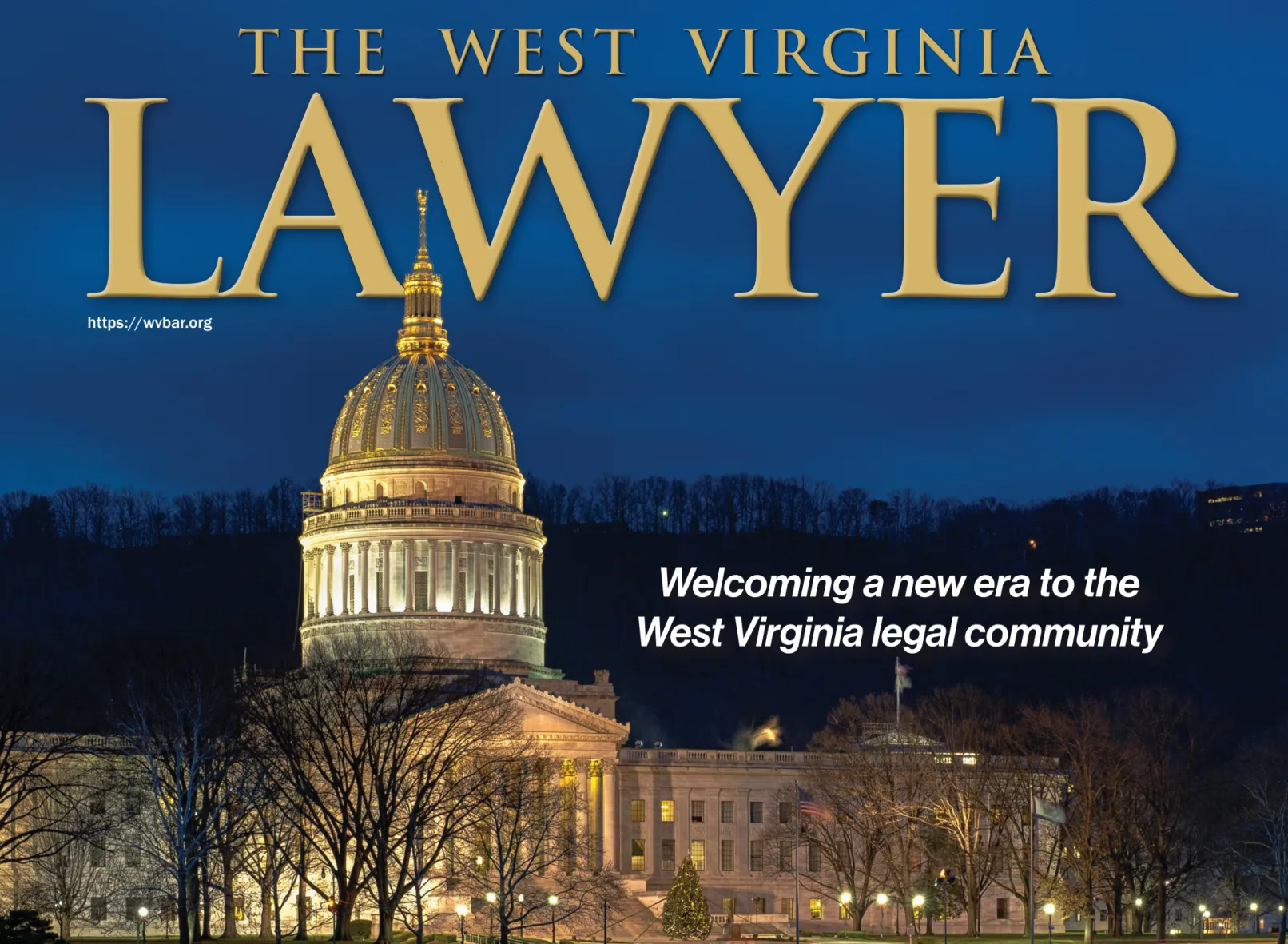 The West Virginia Lawyer Magazine showing capital building at night