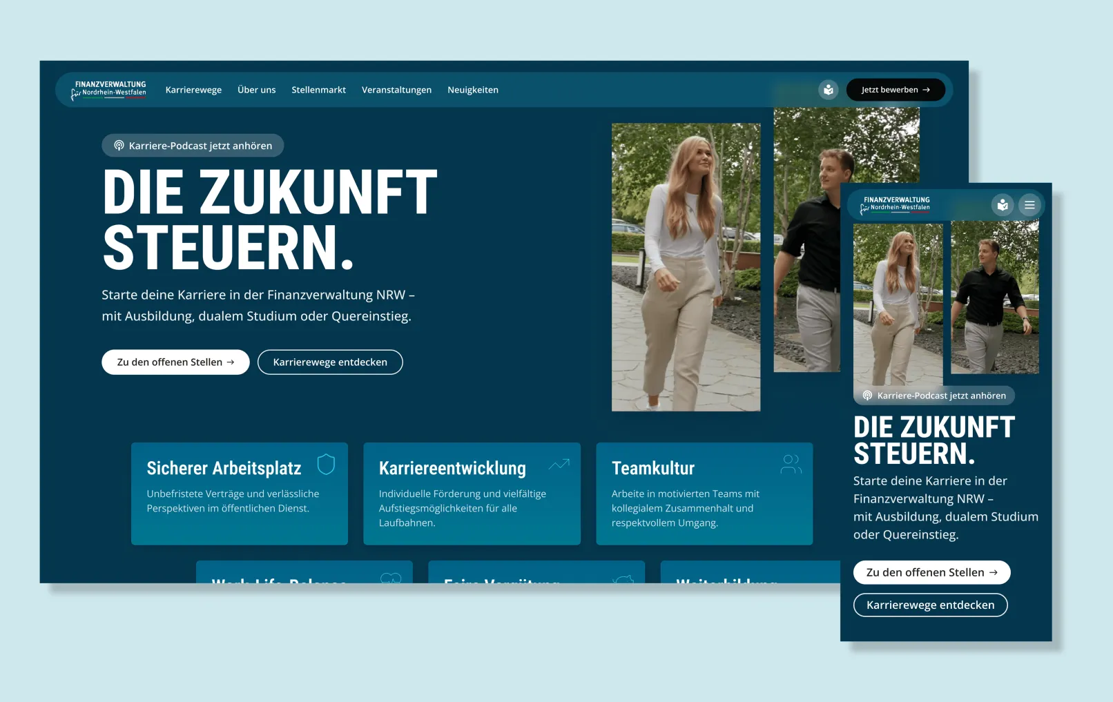 die-zukunft-steuern.nrw Relaunch Desktop and Mobile Screenshots