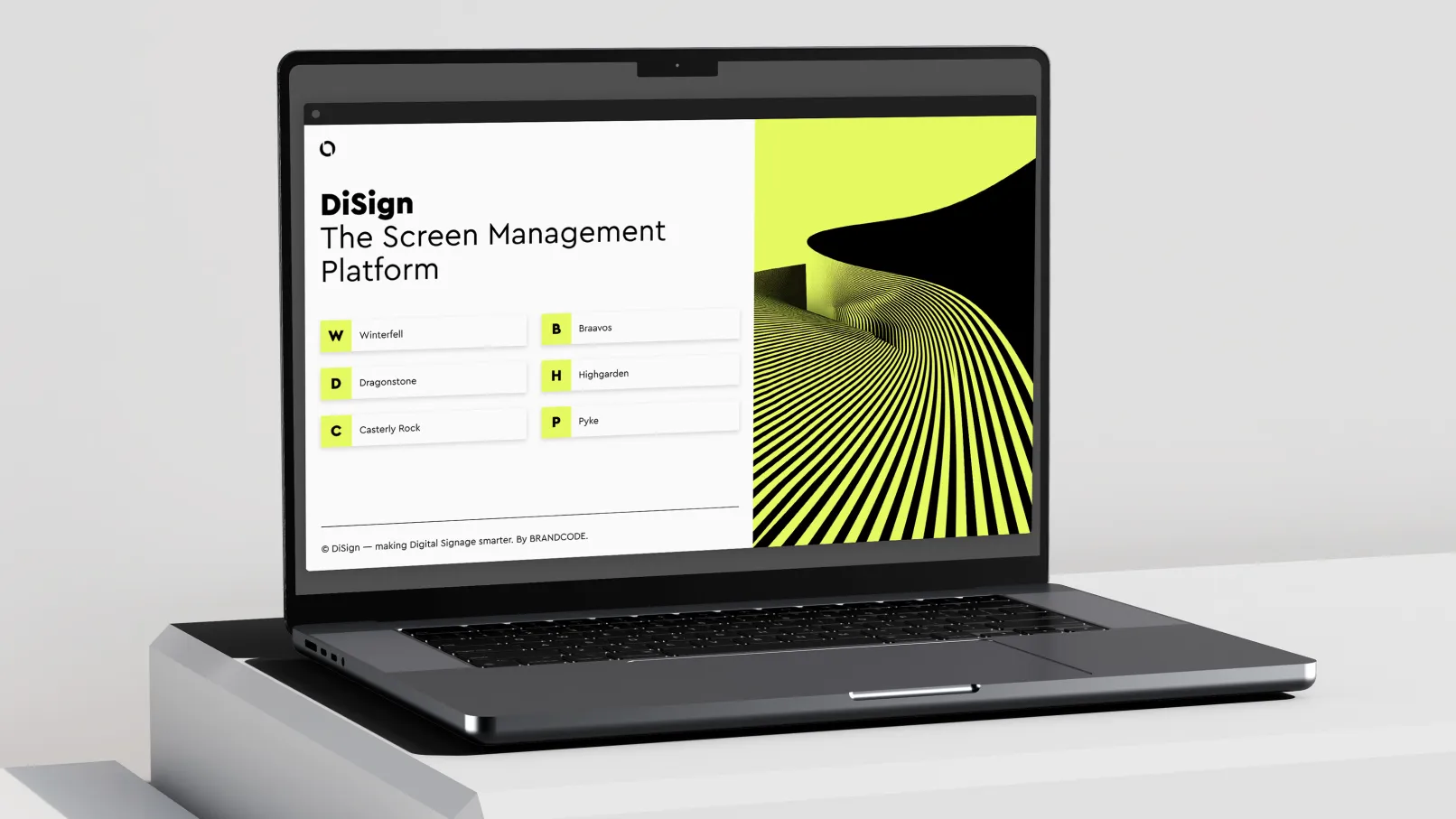 Laptop with DiSign Dashboard against a neutral background