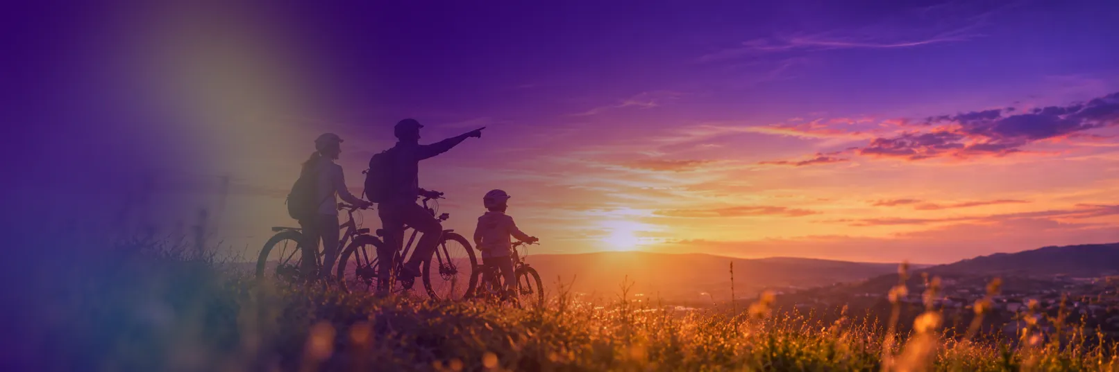 Bike scene during sunset, AI supported generation