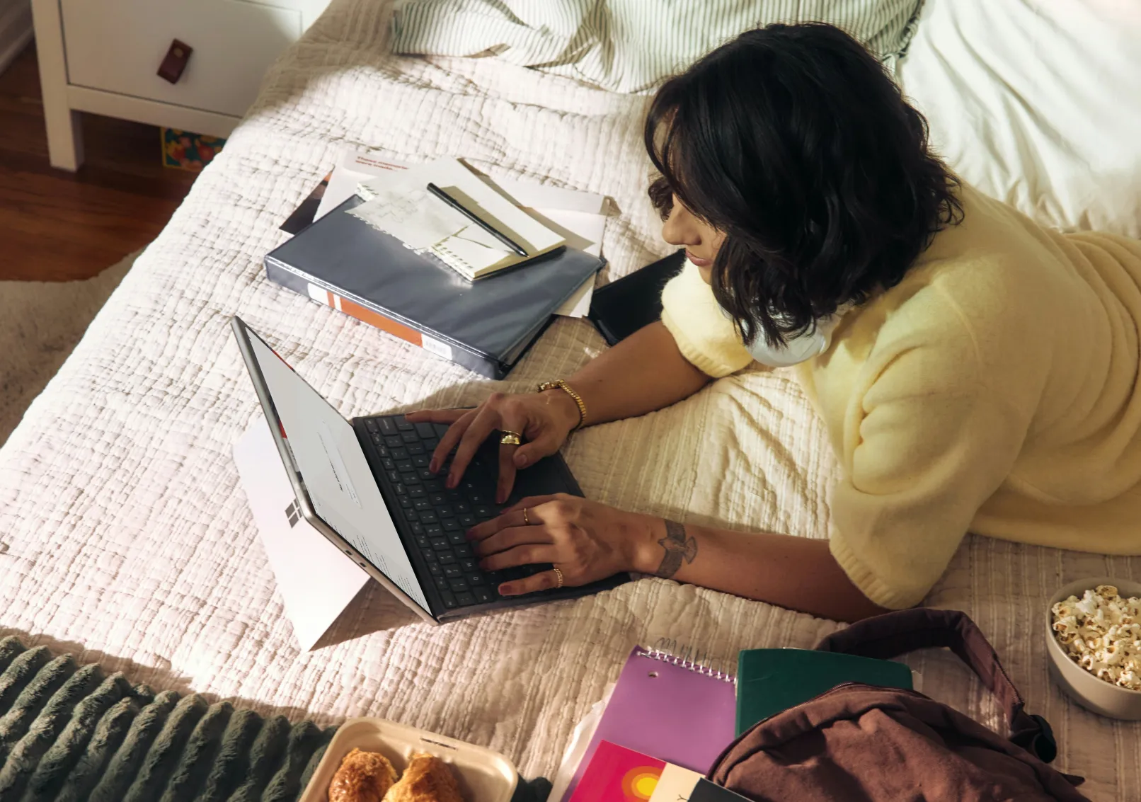 Student using laptop