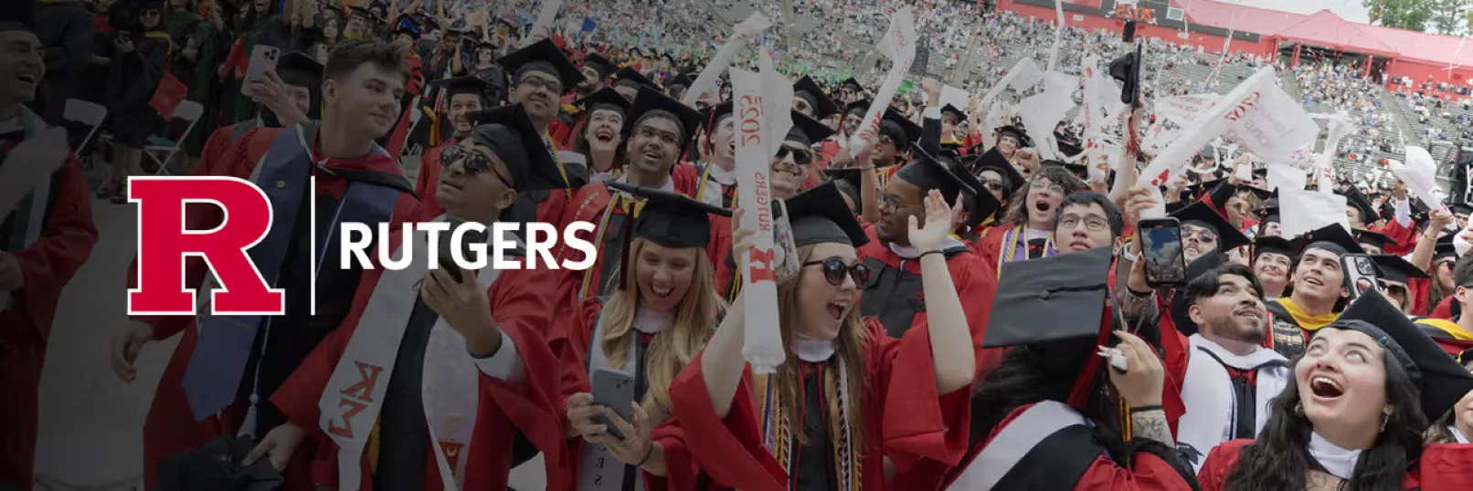 Cover photo of the Rutgers case study showing students and the Rutgers logo
