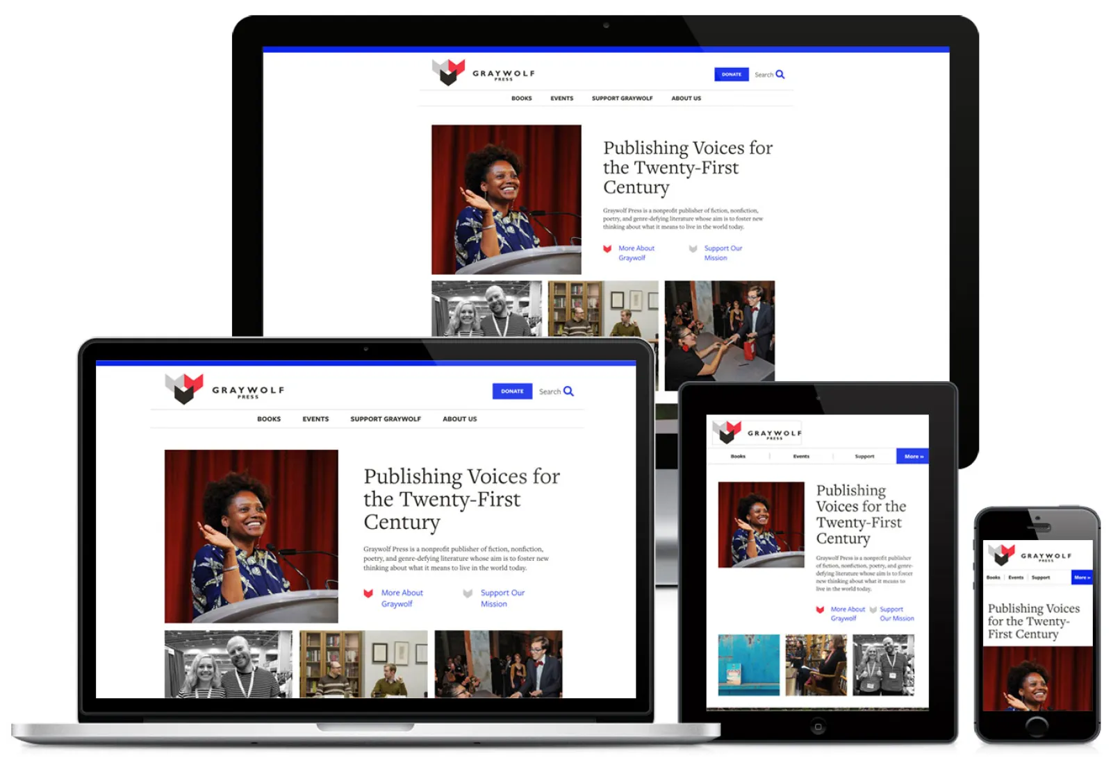 screenshot of website on different sized devices
