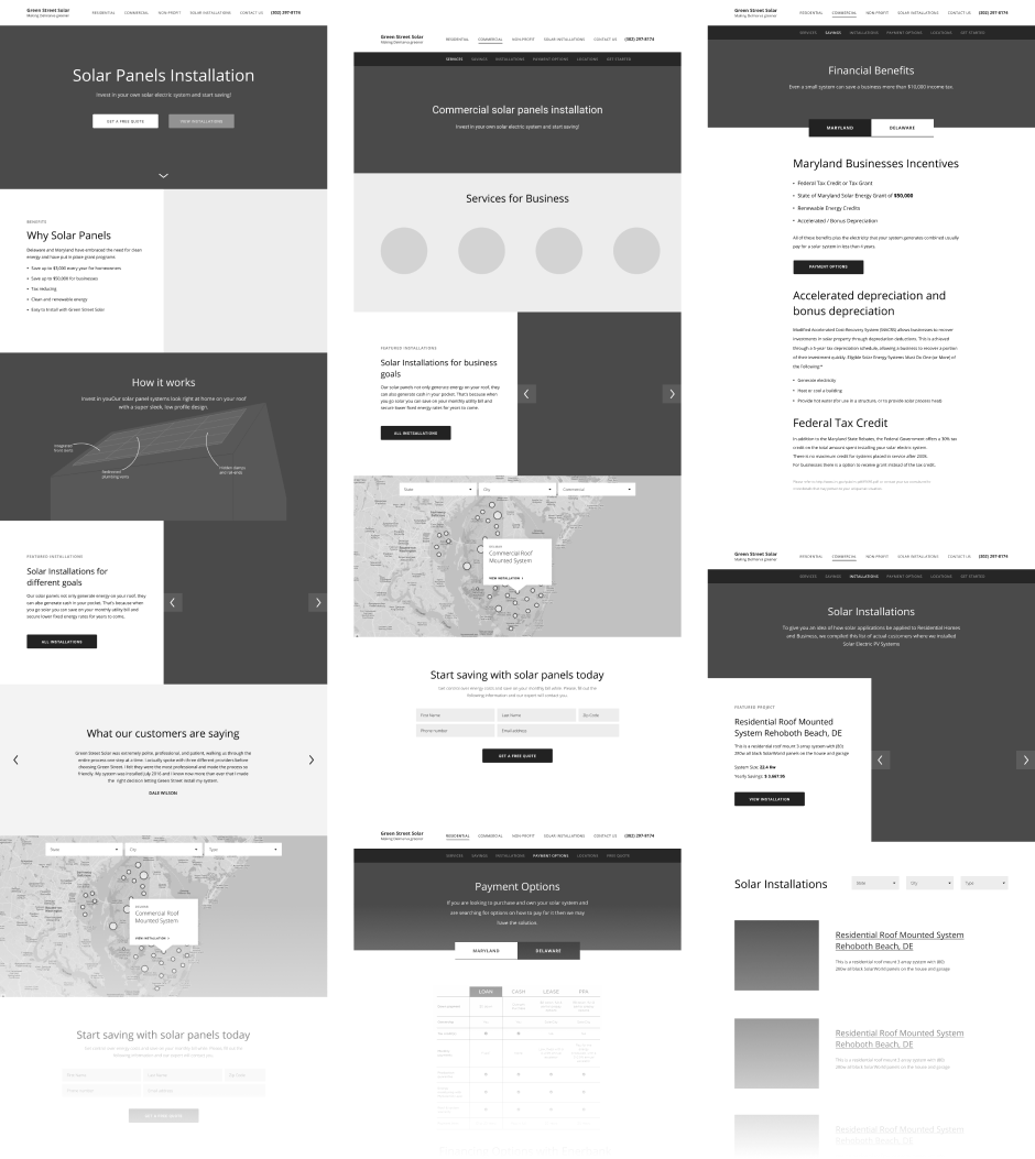Here are wireframes of this website