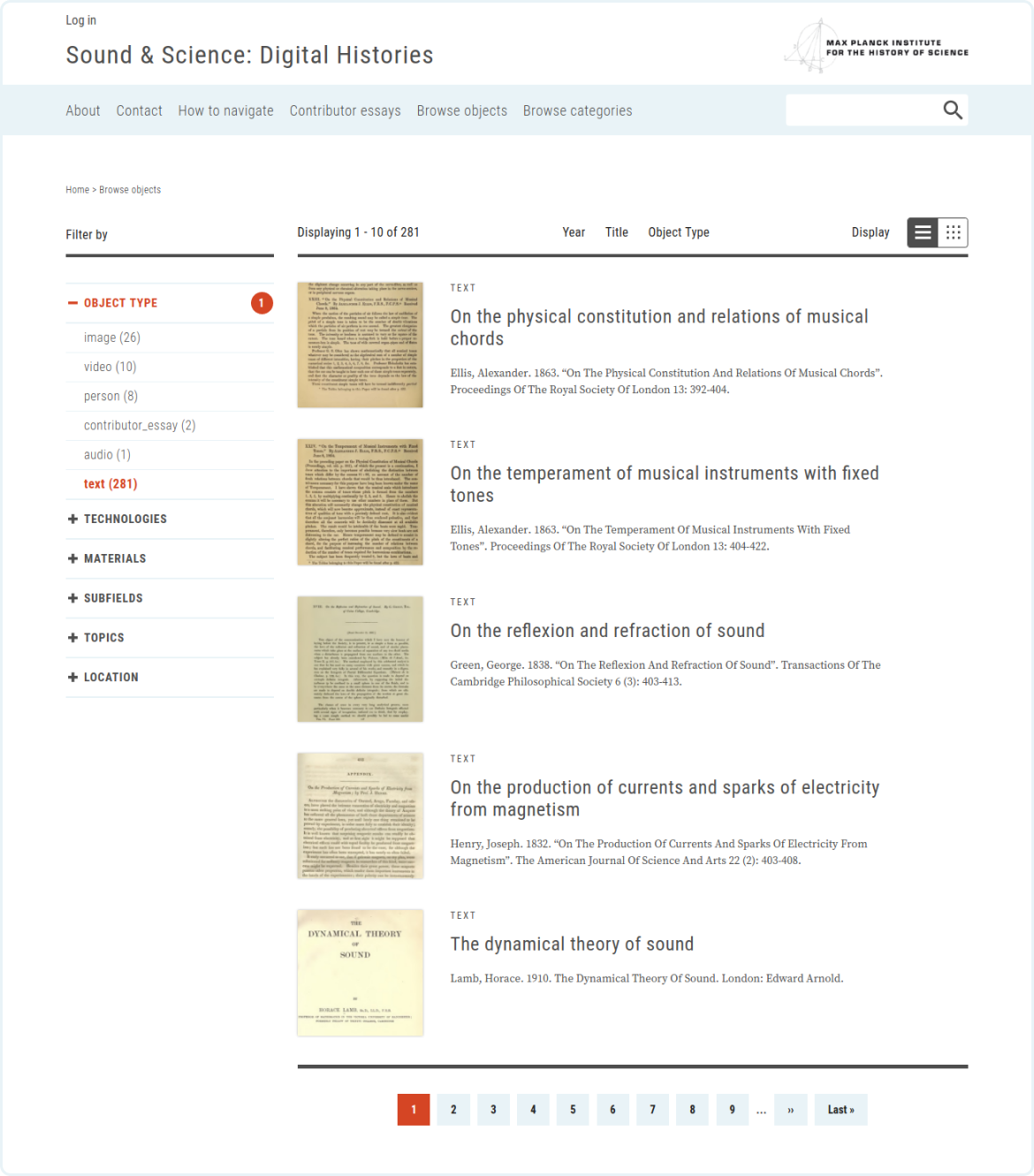 Each object node page has the Table of Contents block 
