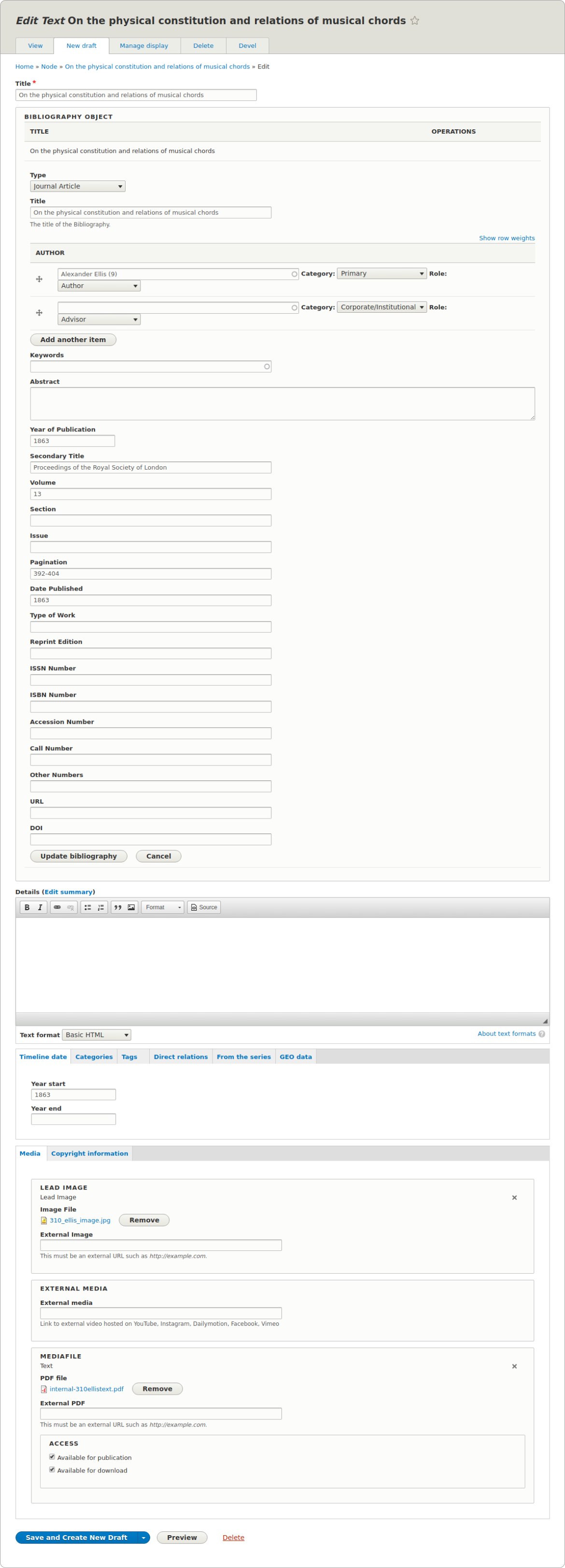 Bibliographic data is separated from content but can be easily related 
